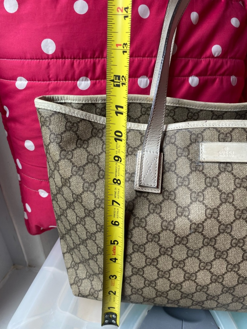 Gucci Beige GG Supreme Canvas Tote with Cream Leather Trim - Picture 15 of 17